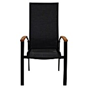 Sunfun Melina Gartensessel (B x T x H: 63 x 68 x 111 cm, Schwarz, Teak/Textilen/Aluminium, Stapelbar) | BAUHAUS