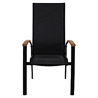 Sunfun Melina Gartensessel (B x T x H: 63 x 68 x 111 cm, Schwarz, Teak/Textilen/Aluminium, Stapelbar)