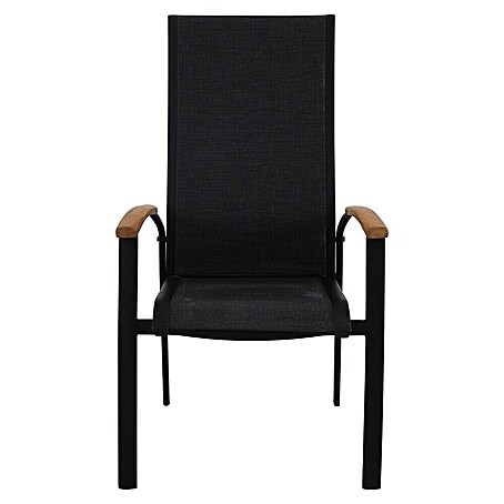 Sunfun Melina Gartensessel (B x T x H: 63 x 68 x 111 cm, Schwarz, Teak/Textilen/Aluminium, Stapelbar)