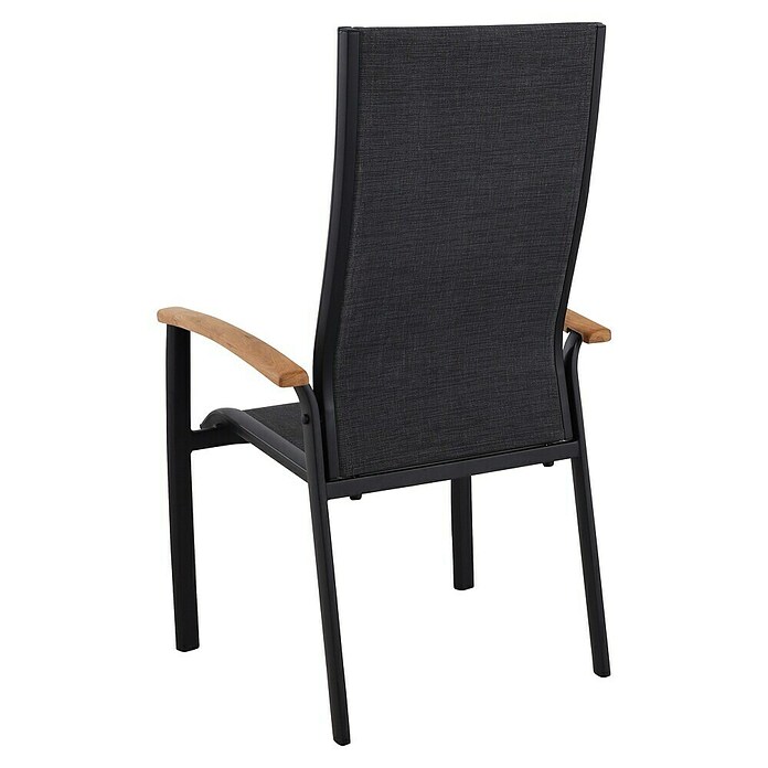 Sunfun Melina Gartensessel (B x T x H: 63 x 68 x 111 cm, Schwarz, Teak/Textilen/Aluminium, Stapelbar) | BAUHAUS