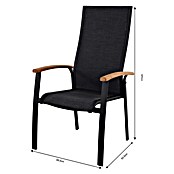 Sunfun Melina Gartensessel (B x T x H: 63 x 68 x 111 cm, Schwarz, Teak/Textilen/Aluminium, Stapelbar) | BAUHAUS