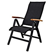 Sunfun Melina Sillón de posiciones (Negro, Teca/Textiline/Aluminio, Respaldo regulable) | BAUHAUS