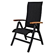 Sunfun Melina Sillón de posiciones (Negro, Teca/Textiline/Aluminio, Respaldo regulable) | BAUHAUS