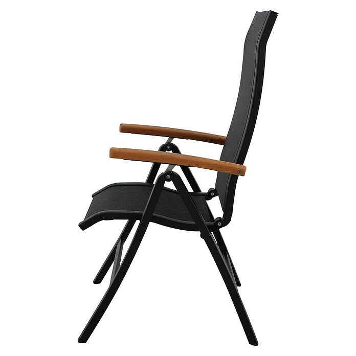 Sunfun Melina Sillón de posiciones (Negro, Teca/Textiline/Aluminio, Respaldo regulable) | BAUHAUS
