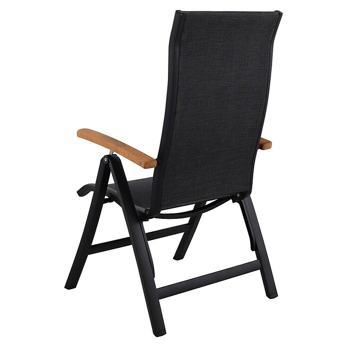 Sunfun Melina Sillón de posiciones (Negro, Teca/Textiline/Aluminio, Respaldo regulable) | BAUHAUS