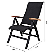 Sunfun Melina Sillón de posiciones (Negro, Teca/Textiline/Aluminio, Respaldo regulable) | BAUHAUS
