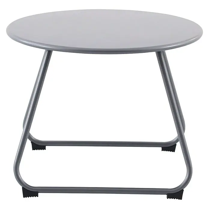 Sunfun Sarah Mesa auxiliar de jardín redonda - Ø x Al: 48 x 37,5 cm, Acero, Antracita - Mesa redonda gris con estructura metálica, apta para uso en interiores y exteriores. La mesa tiene una estética sencilla y moderna, es versátil.