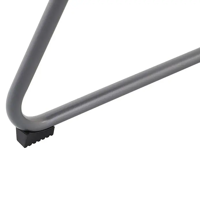 Sunfun Sarah Mesa auxiliar de jardín redonda - Ø x Al: 48 x 37,5 cm, Acero, Antracita - Primer plano de una pata de mueble metálica gris con protección negra, que proporciona estabilidad y evita daños en el suelo, ideal.