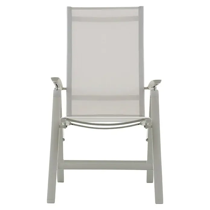 Sunfun Maja Sillón de posiciones - Aluminio, Respaldo regulable, Beige, An x Pr x Al: 61 x 68 x 110 cm - Elegante tumbona blanca de jardín con respaldo ajustable para horas de relax al aire libre. Comodidad y estilo combinados en un mueble.