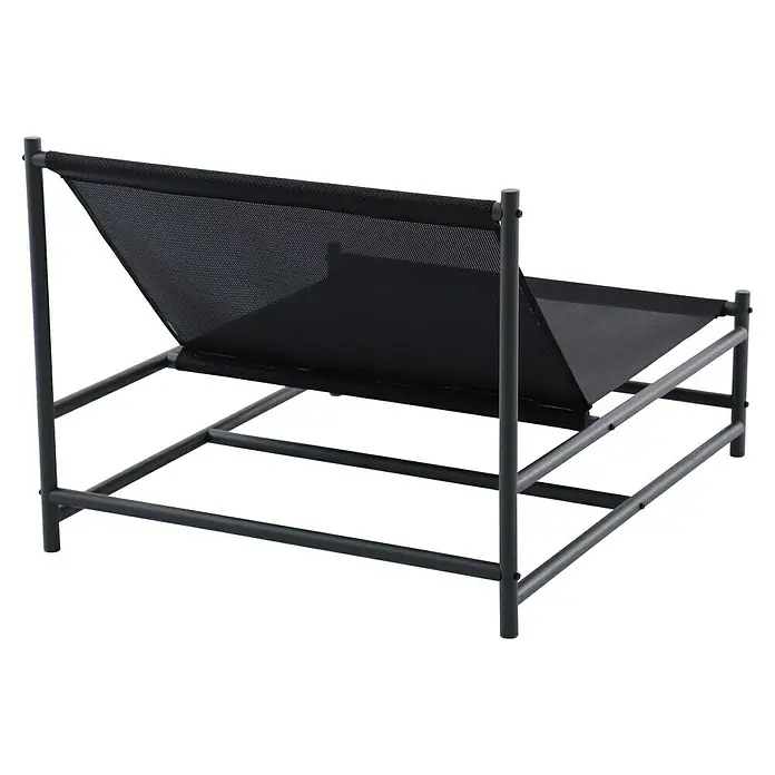 Sunfun Sillón de jardín Lumi - 1 ud., Textiline/Acero, Antracita/Gris, An x Pr x Al: 87 x 103,5 x 71,5 cm - Una elegante tumbona de malla negra con un marco metálico moderno, perfecta para relajarse al aire libre. El diseño ofrece confort y estética.