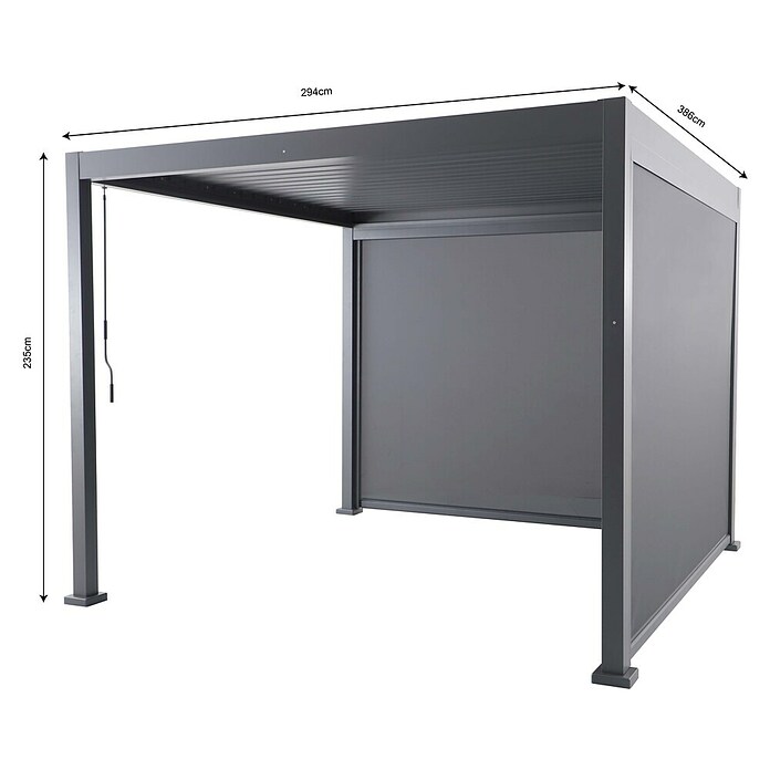 Sunfun Milos Pérgola estándar con laterales (L x An x Al: 294 x 386 x 235 cm, Aluminio, Antracita) | BAUHAUS