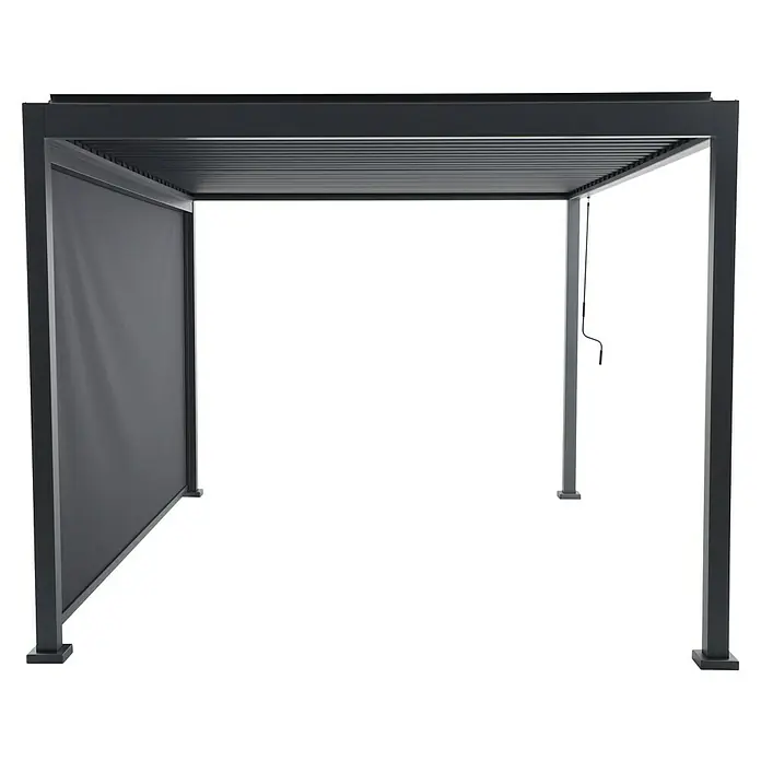 Sunfun Milos Panel lateral - An x Al: 368 x 217 cm, Antracita, Para pérgola con laterales Milos, Profundidad: 8,5 cm - Elegante pérgola con techo de lamas y panel lateral que proporciona sombra y privacidad en jardines o terrazas.