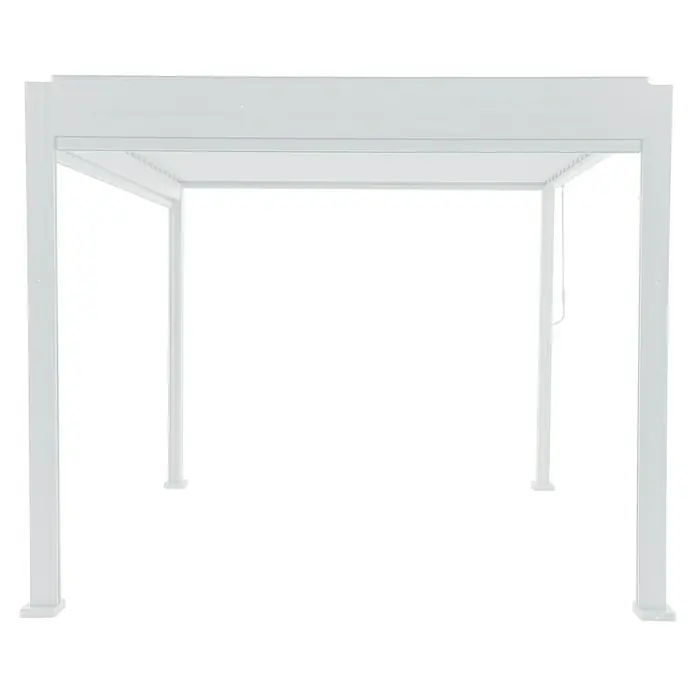 Sunfun Milos Pérgola estándar con laterales - L x An x Al: 294 x 386 x 235 cm, Aluminio, Blanco - Una pérgola blanca, perfecta para su jardín o patio. Ofrece sombra y protección contra el sol.