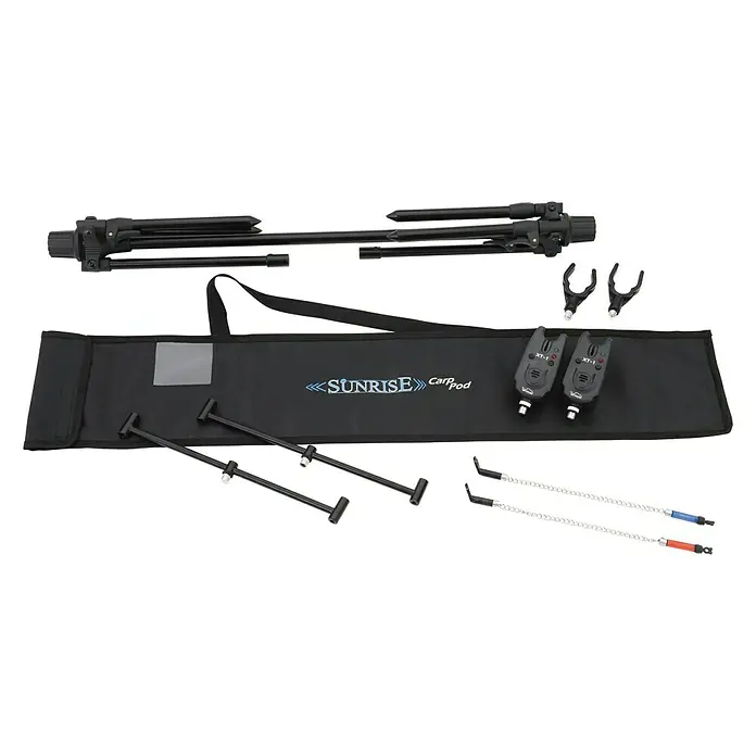 Westline Sunrise Rutenständer - Angelsport, Kunststoff - Das Sunrise CarpPod Set beinhaltet Rutenständer, Bissanzeiger und Zubehör, ideal für Karpfenangler.