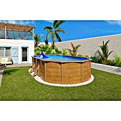 KWAD Pool-Set Steely de luxe Wood (L x B x H: 6,1 x 3,6 x 1,2 m, Fassungsvermögen: 24.100 l, Oval)