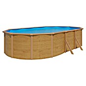 KWAD Pool-Set Steely de luxe Wood (L x B x H: 6,1 x 3,6 x 1,2 m, Fassungsvermögen: 24.100 l, Oval)