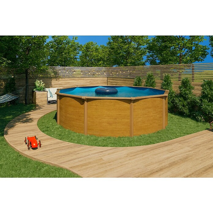 KWAD Pool-Set Steely de luxe Wood (Durchmesser: 3,6 m, Höhe: 1,2 m, Fassungsvermögen: 11.600 l, Rund)
