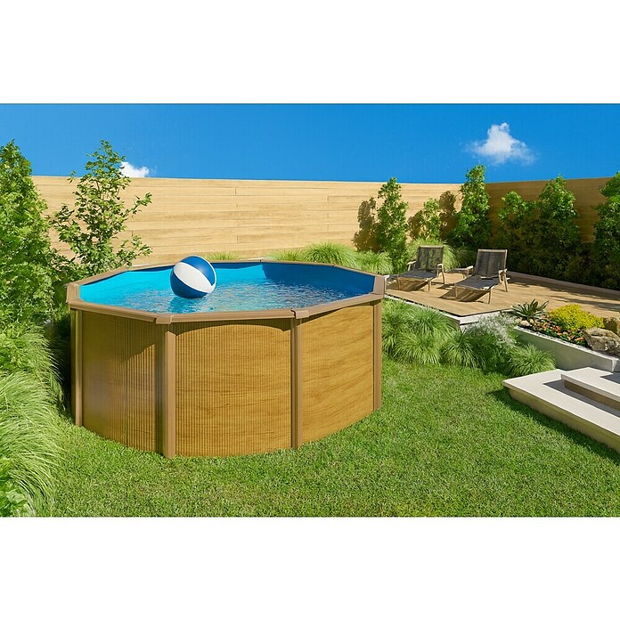 KWAD Pool-Set Steely de luxe Wood (Durchmesser: 3,6 m, Höhe: 1,2 m, Fassungsvermögen: 11.600 l, Rund)