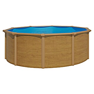 KWAD Stahlwand-Pool Steely de luxe Wood (Ø x H: 360 x 120 cm, Hellbraun, 11 600 l)