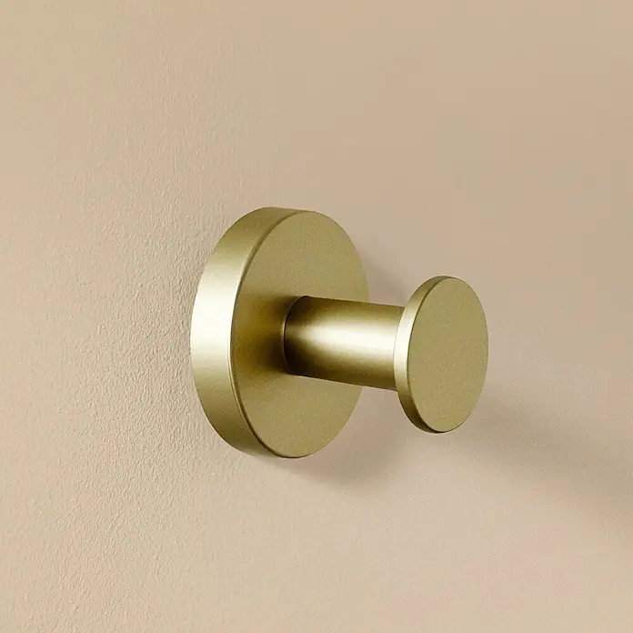 Cosmic Colgador Dual Start - Oro, Latón, Brillante - Perchero de pared dorado para colgar toallas o ropa. Accesorio elegante para el baño o el pasillo.