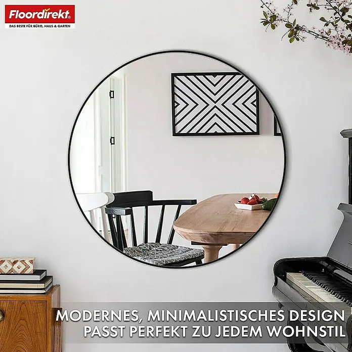 Floordirekt Wandspiegel Wandspiegel Bella - Rund 70 cm - Schwarz - Durchmesser: 70 cm