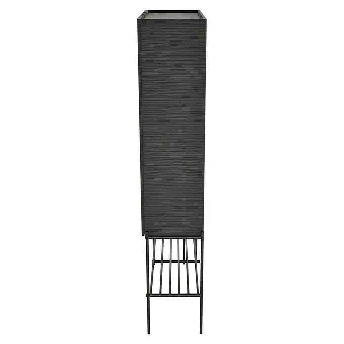 VitrA Equal Bad-Hochschrank - B x T x H: 73,5 x 27,5 x 141 cm, Schwarz-Eiche - Elegante Stehlampe in dunklem Holzdesign mit schlankem Metallfuß. Perfekt für moderne Wohnräume und stilvolle Akzente.