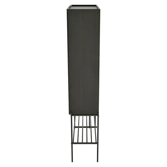 VitrA Equal Bad-Hochschrank - B x T x H: 73,5 x 27,5 x 141 cm, Ulme - Schwarzer Schrank auf einem Metallgestell, ideal für moderne Wohnräume. Schlichtes Design für stilvolle Aufbewahrung.
