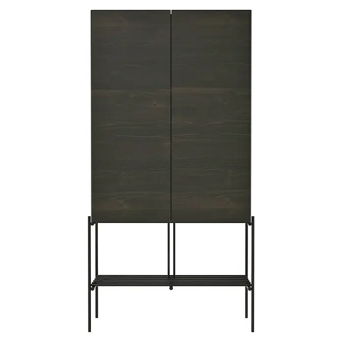 VitrA Equal Bad-Hochschrank - B x T x H: 73,5 x 27,5 x 141 cm, Ulme - Elegantes Sideboard in dunklem Holz mit filigranem Metallgestell, ideal für moderne Wohnräume. Stilvolle Aufbewahrungslösung.
