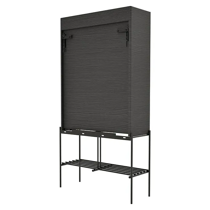VitrA Equal Bad-Hochschrank - B x T x H: 73,5 x 27,5 x 141 cm, Schwarz-Eiche - Schwarzer Badezimmerschrank mit modernem Design und Metallgestell für zusätzlichen Stauraum. Perfekt für jedes Badezimmer.