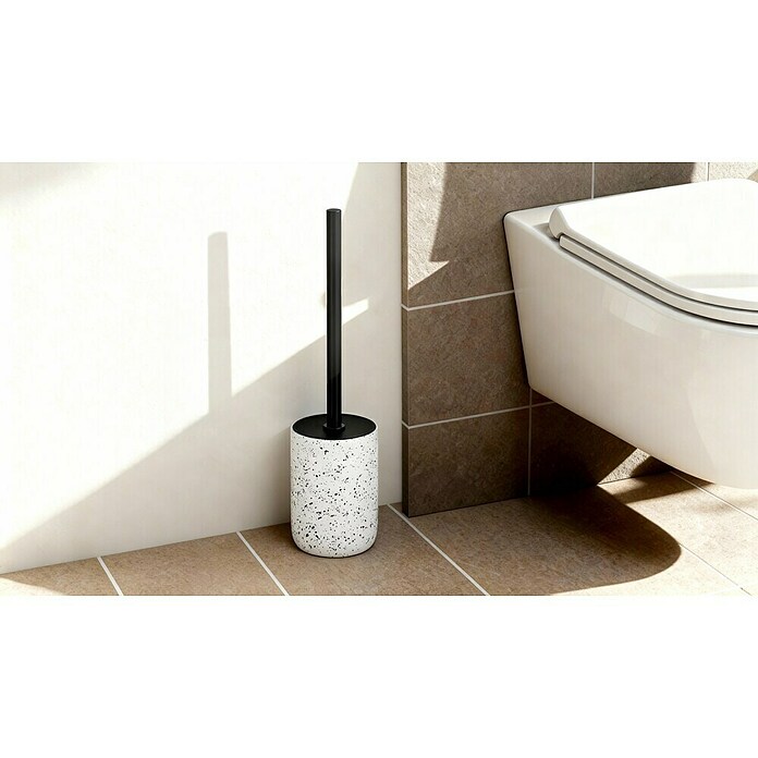 Camargue WC-Bürstengarnitur Stone Terrazzo (B x H: 9,6 x 39,5 cm, Polyresin, Weiß/Schwarz) | BAUHAUS
