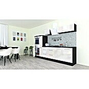Respekta Premium Composición de cocina (Ancho: 300 cm, Con dispositivos eléctricos, Blanco de alto brillo)