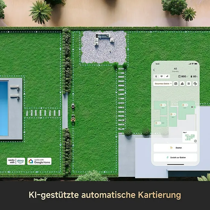 Dreame Mähroboter A2 2000 - 2.000 m², Schnittbreite: 22 cm, Laser-gestützte Navigation, LiDAR - Intelligente Rasenpflege: Automatischer Mähroboter mit KI-gestützter Kartierung für präzise Navigation und effiziente Rasenpflege in Ihrem Garten.