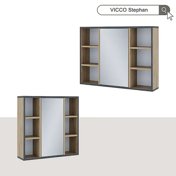 Vicco Spiegelschrank Stephan Goldkraft Eiche mit Regalböden und Spiegeltür - Sonstiges, Goldkraft Eiche