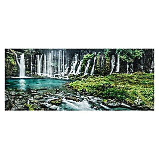 Glasbild See (Wasserfall, B x H: 125 x 50 cm)
