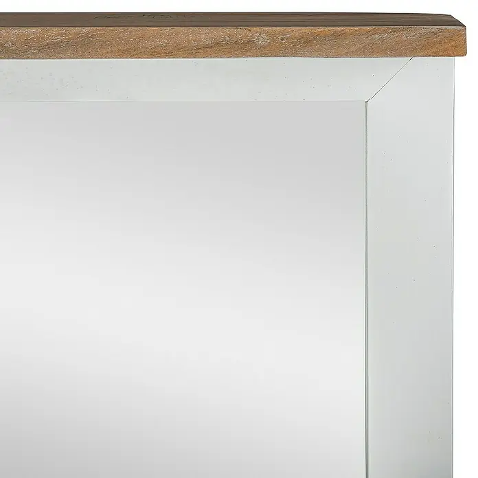 Womo_Design Rahmenspiegel Natur Hängespiegel Dekospiegel Flurspiegel Mangoholz lackiert - Braun, Weiß, Holz