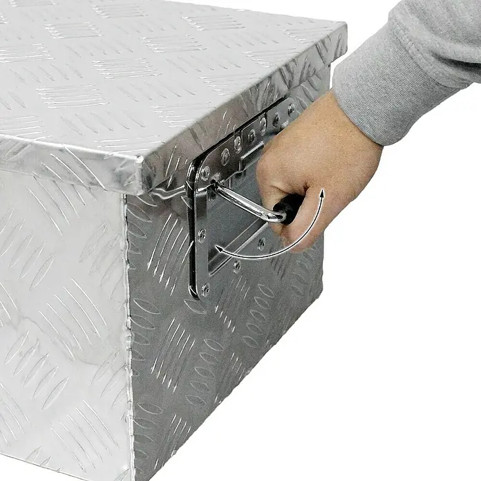 ECD Germany Aufbewahrungskiste Transportbox Silber abschließbar Kiste Deichselbox Truckbox Box - Aluminium, Silber