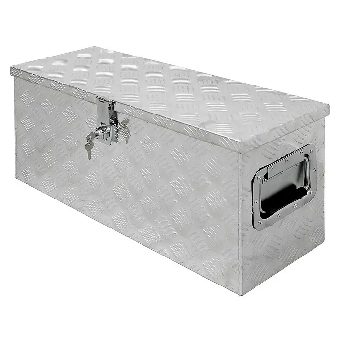 ECD Germany Aufbewahrungskiste Transportbox Silber abschließbar Kiste Deichselbox Truckbox Box - Aluminium, Silber