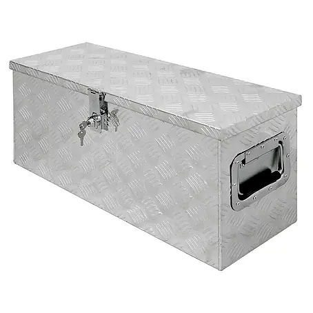 ECD Germany  Aufbewahrungskiste Transportbox Silber abschließbar Kiste Deichselbox Truckbox Box