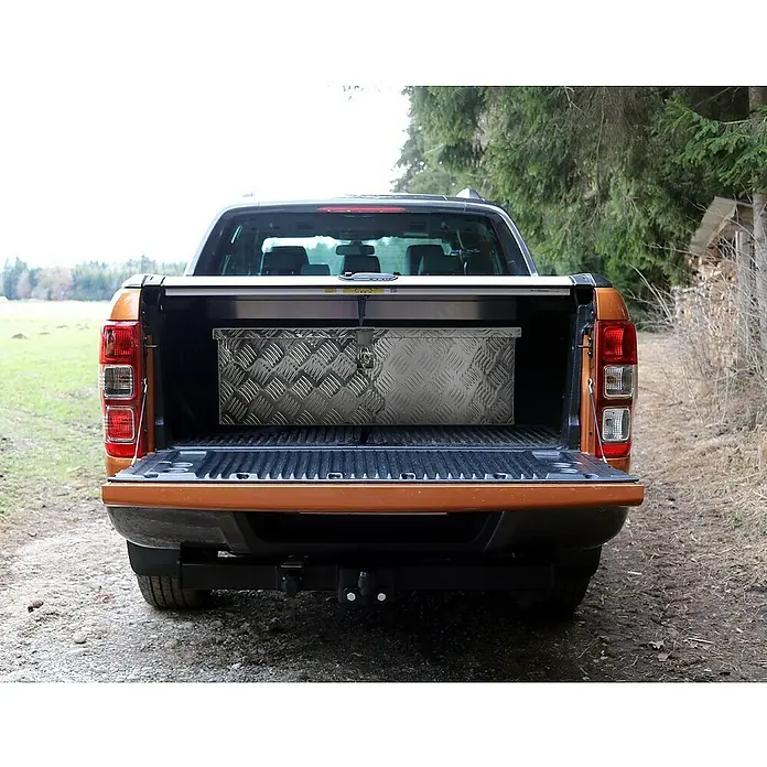 ECD Germany Aufbewahrungskiste Transportbox Silber abschließbar Kiste Deichselbox Truckbox Box - Aluminium, Silber