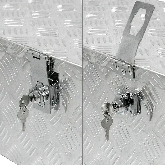 ECD Germany Aufbewahrungskiste Transportbox Silber abschließbar Kiste Deichselbox Truckbox Box - Aluminium, Silber