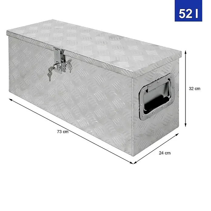 ECD Germany Aufbewahrungskiste Transportbox Silber abschließbar Kiste Deichselbox Truckbox Box - Aluminium, Silber