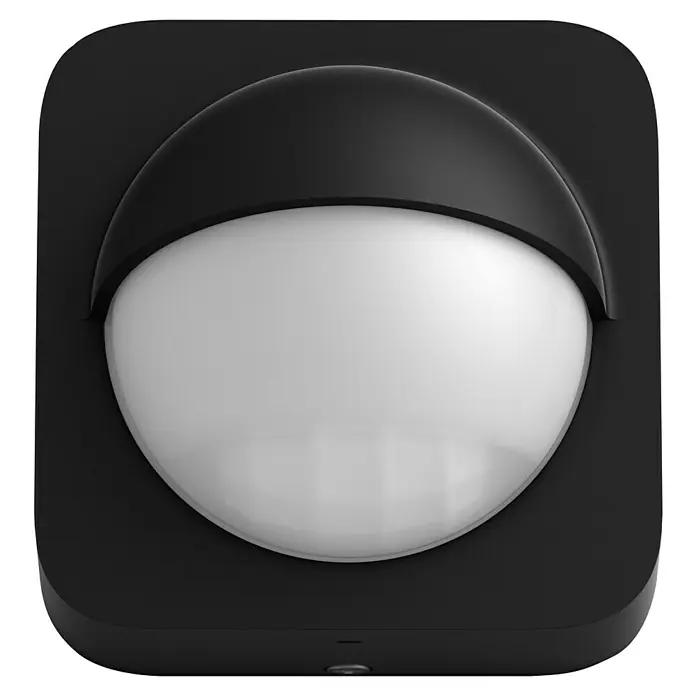 Philips Hue Bewegungsmelder - Reichweite Sensor: 12 m, Schwarz, L x B x H: 7,5 x 17,6 x 16,5 cm - Schwarzer Bewegungsmelder mit weißer Kuppel für den Innen- und Außenbereich zur automatischen Lichtsteuerung.
