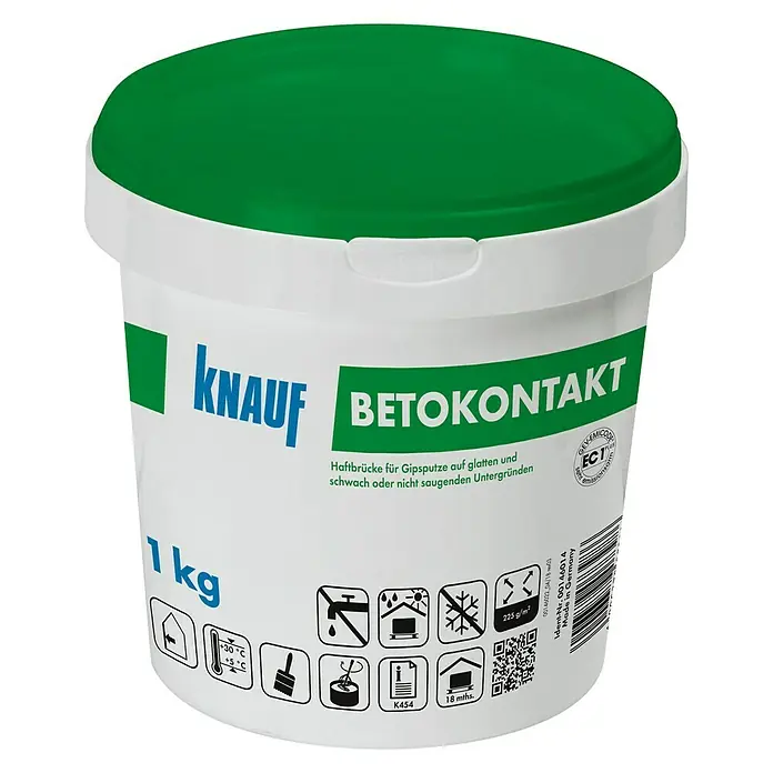 Knauf Betonkontakt - 1 kg - Ein Eimer Knauf Betokontakt, eine Haftbrücke für Gipsputze, ideal für glatte und schwach saugende Untergründe.