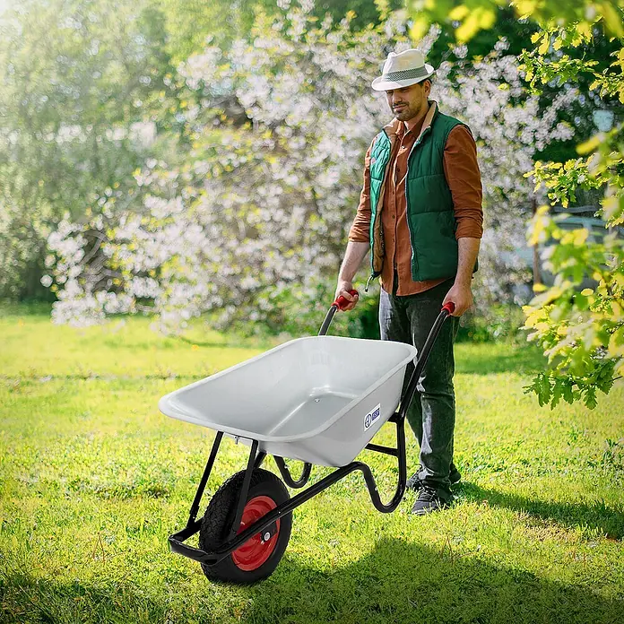 ECD Germany Gartenschubkarre Transportkarre für Garten 100L mit Metallfelge - Material Wanne: Stahl
