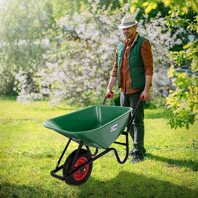 ECD Germany Gartenschubkarre Transportkarre für Garten 100L mit Metallfelge - Material Wanne: Stahl