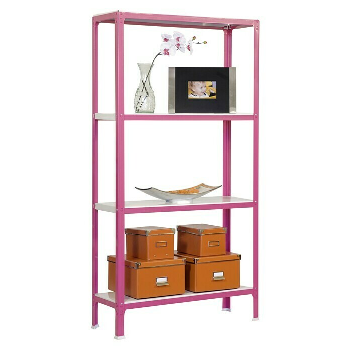 Simonrack Simonhome Metallregal (L x B x H: 30 x 80 x 160 cm, Traglast: 150 kg/Boden, Anzahl Böden: 4 Stk., Rosa)