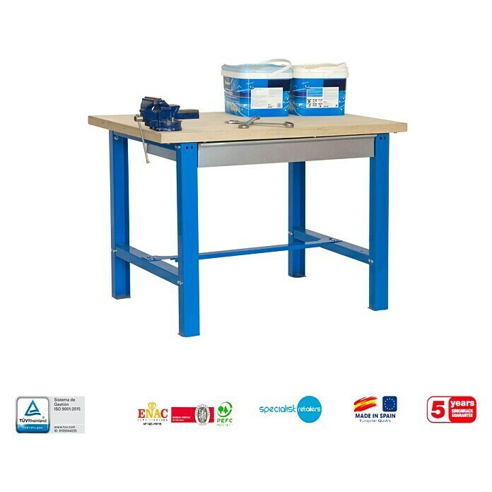Simonrack Simonwork Banco de trabajo BT6 Plywood Box (L x Al: 76 x 86,5 cm, Ancho: 180 cm, Capacidad de carga: 800 kg, Azul)
