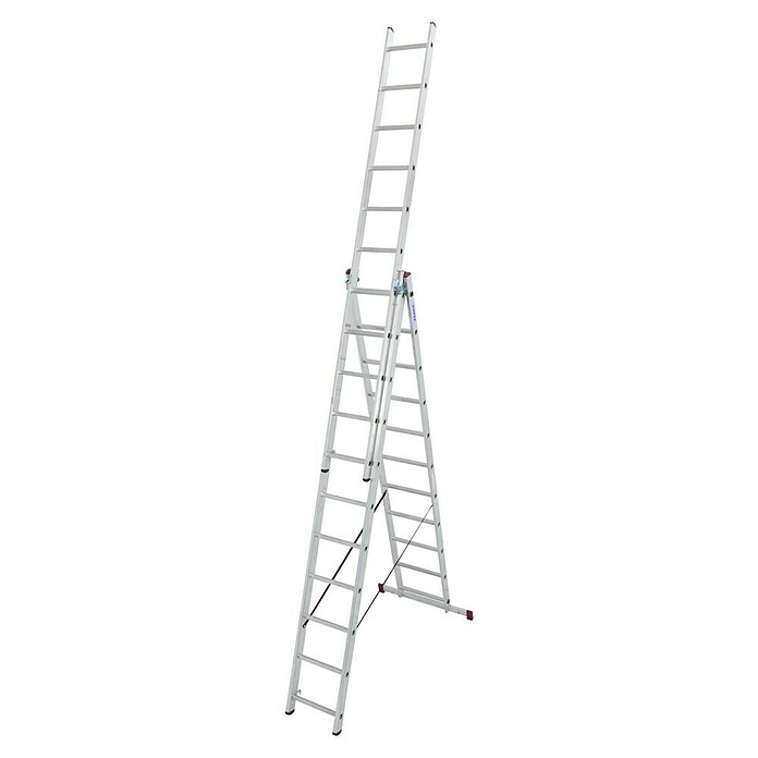 Escalera multiusos (Altura de trabajo: 7,25 m, 3 x 11 peldaños, Aluminio)
