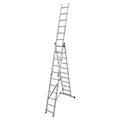 Escalera multiusos (Altura de trabajo: 7,25 m, 3 x 11 peldaños, Aluminio)