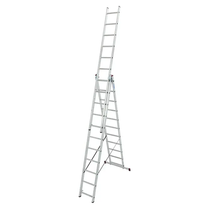 Krause Corda Escalera multiusos - Altura de trabajo: 7,3 m, Número de peldaños: 33 ud., Carga soportada: 150 kg, Aluminio - Una escalera multiusos de aluminio que se puede utilizar como escalera de extensión y de mano, con peldaños claramente visibles.